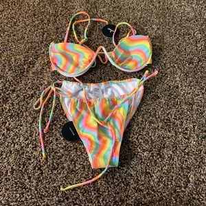 NWT panty liner intact size small tye dye colorful bikini from lulus